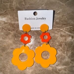 Yellow and Orange Flower Earrings
